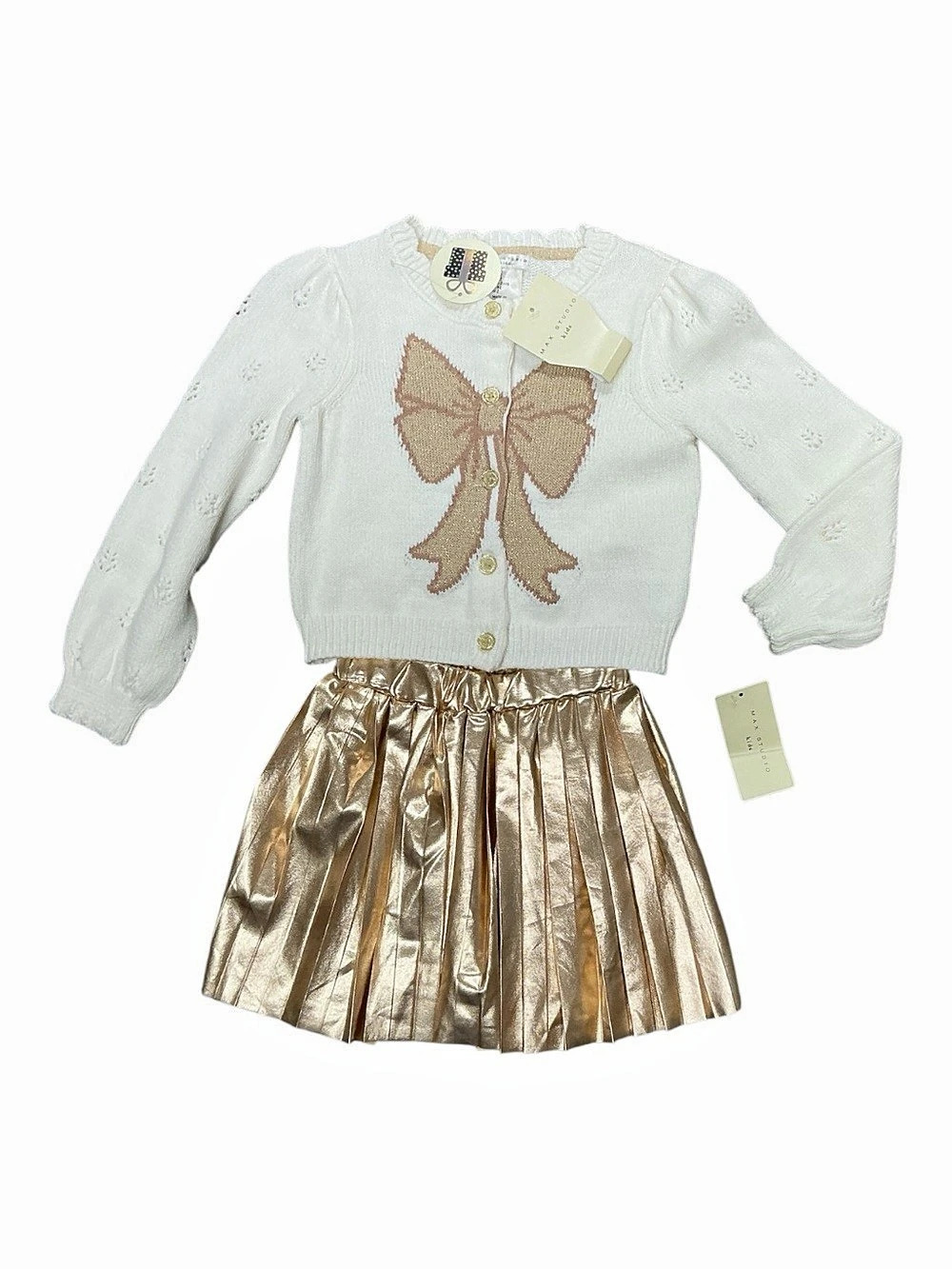 Max Studio kids Girls 2T Gold & White NWT Matching Set